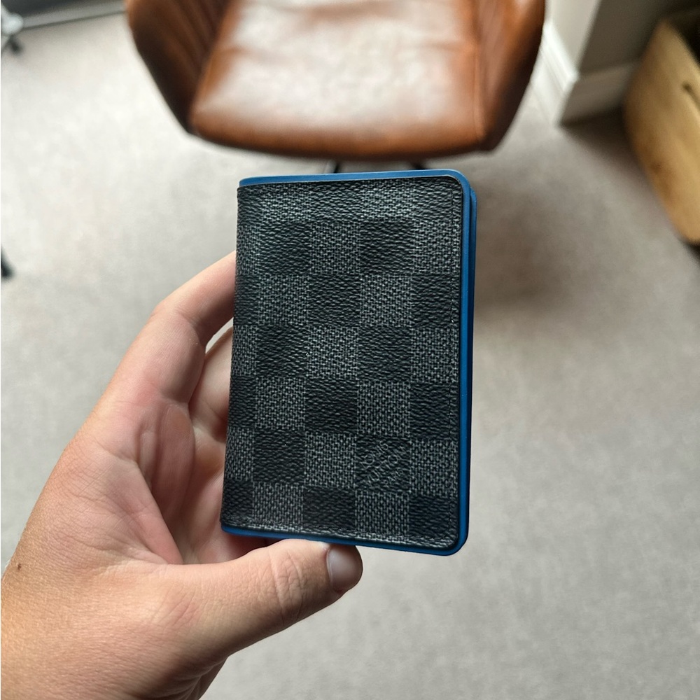 Louis Vuitton Black and Blue Checkered Card Holder